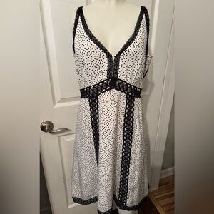Nanette Lepore Black and White Polka Dot silkDress 8